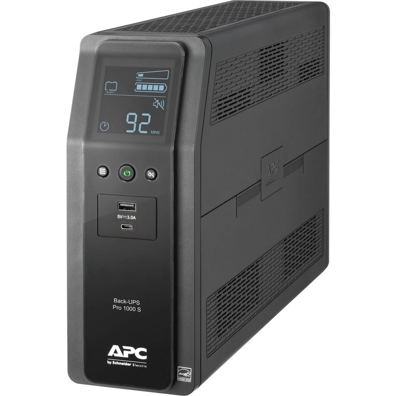 APC by Schneider Electric Back-UPS Pro BR1000MS 1.0KVA Tower UPS - Tower - 16 Hour Recharge - 3.70 Minute Stand-by - 120 V AC Input - 120 V AC Output