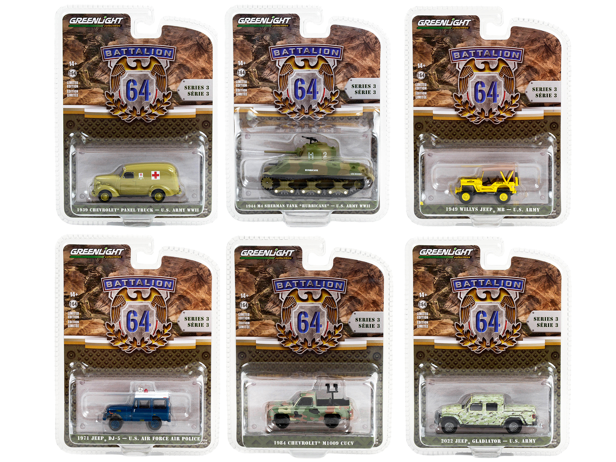 "Military" Set A of 6 pieces 2024 Release 1 Limited Edition Diecast Models by Johnny Lightning