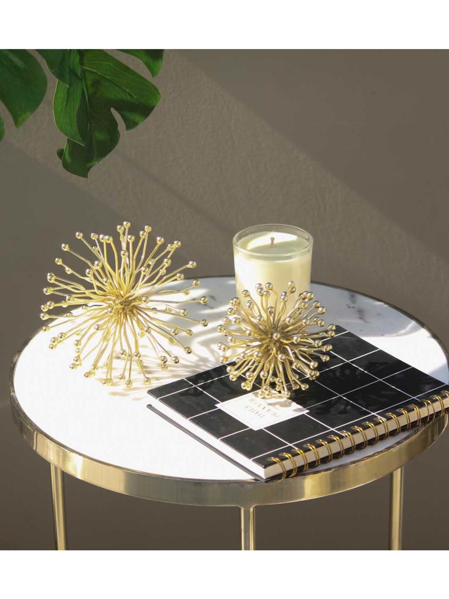 Mason Home Gold Iron Solar Spheres - Set Of 2