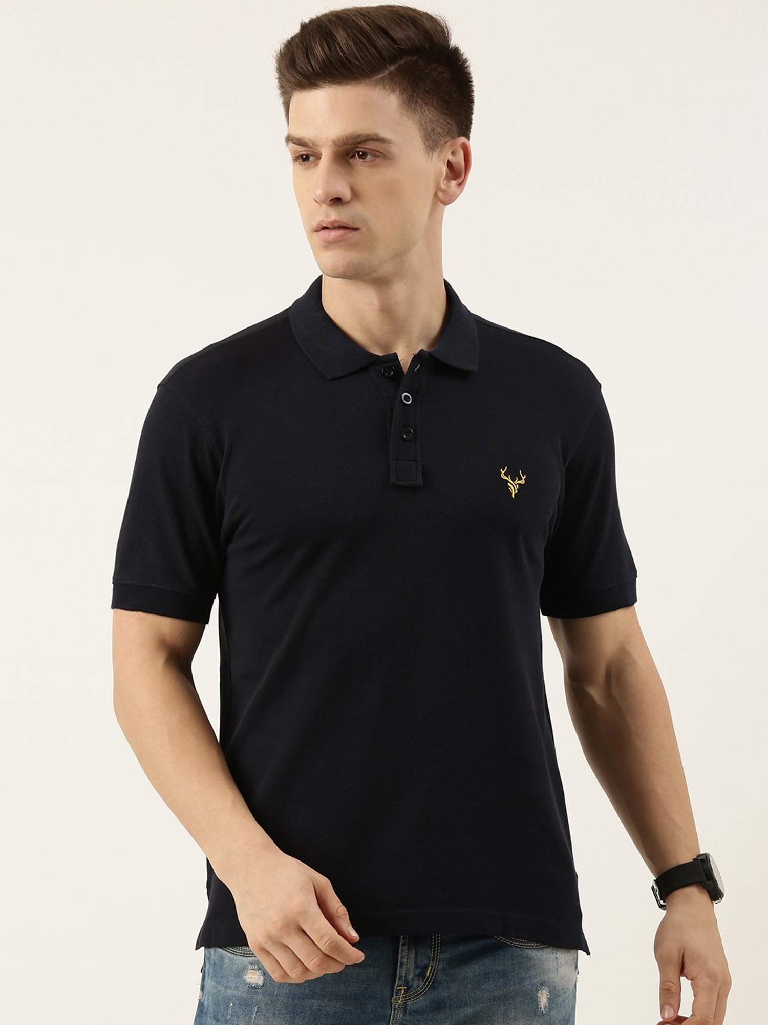 IVOC Navy Regular Fit Cotton Polo T-Shirt