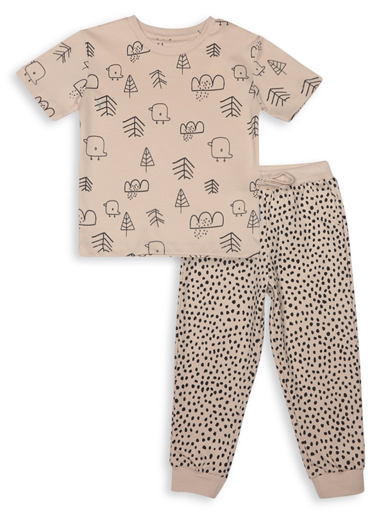 GJ baby Beige Printed T-Shirt with Pants
