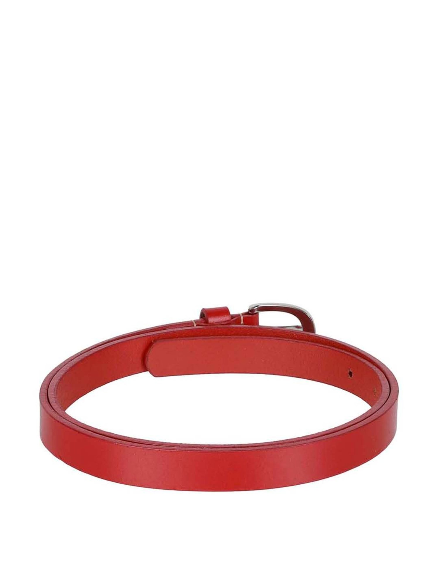 Aditi Wasan Red Leather Narrow Belt for Women