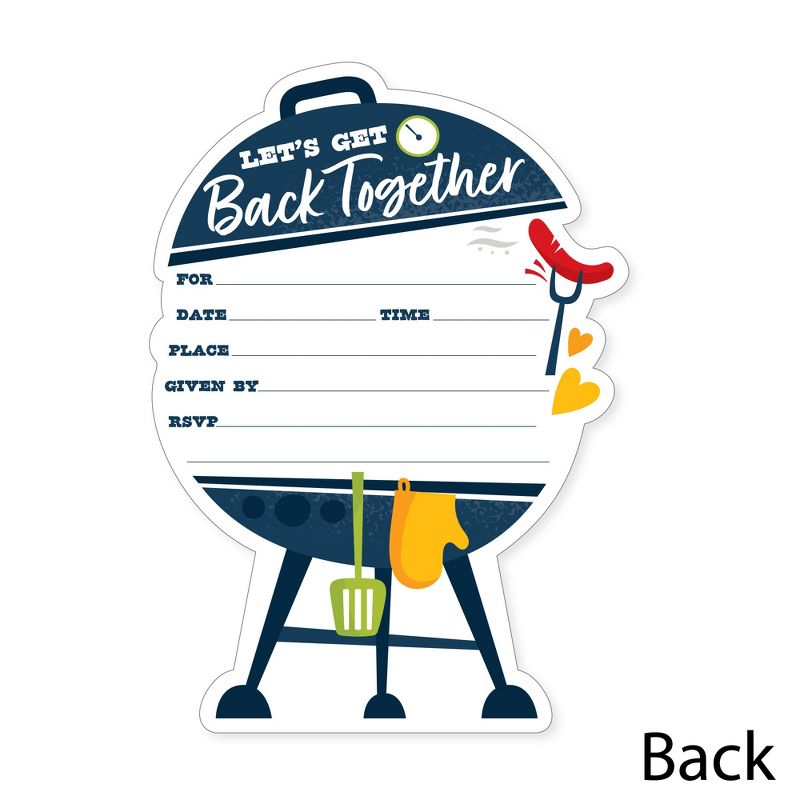 Big Dot of Happiness Missed You BBQ - Shaped Fill-In Invitations - Backyard Summer Picnic Party Invitation Cards with Envelopes - Set of 12