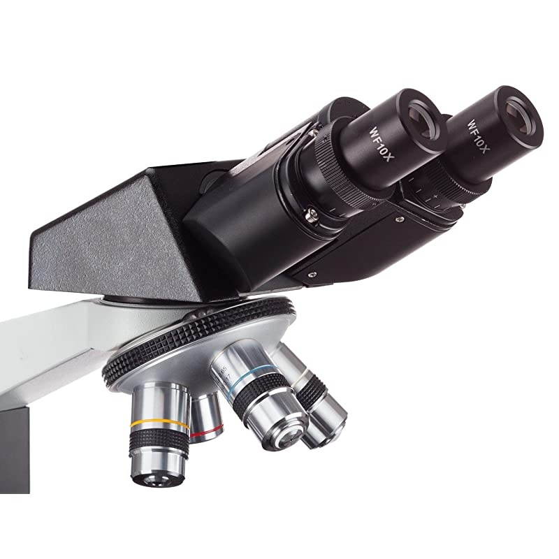 B490B Compound Binocular Microscope, WF10x and WF20x Eyepieces, 40X-2000X Magnification, Brightfield, Halogen Illumination, Abbe Condenser, Double-Layer Mechanical Stage, Sliding Head, High-Resolutio