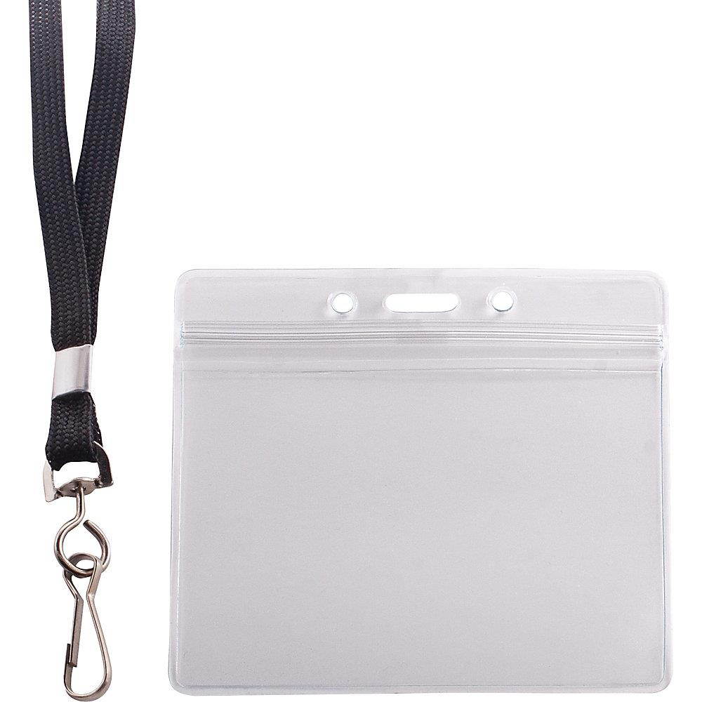 Advantus ID Holder/Lanyard Combo Pack - Horizontal - Vinyl - 20 / Pack - Black/Clear  AVT91132