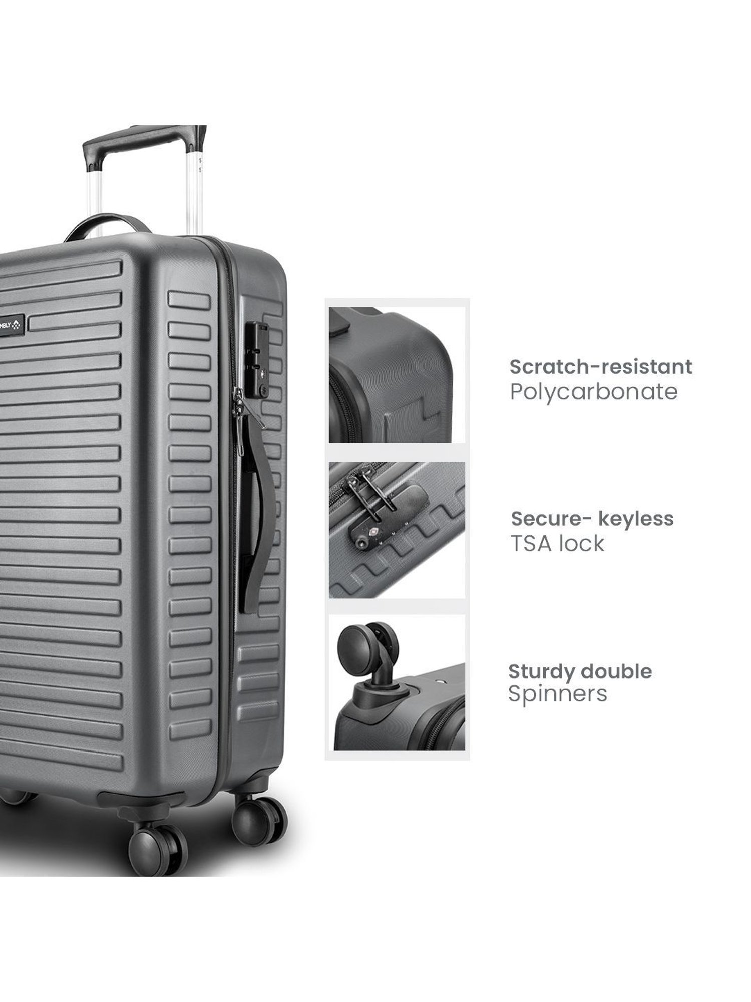 Assembly Grey Textured Medium Check-in Trolley - 24 inch