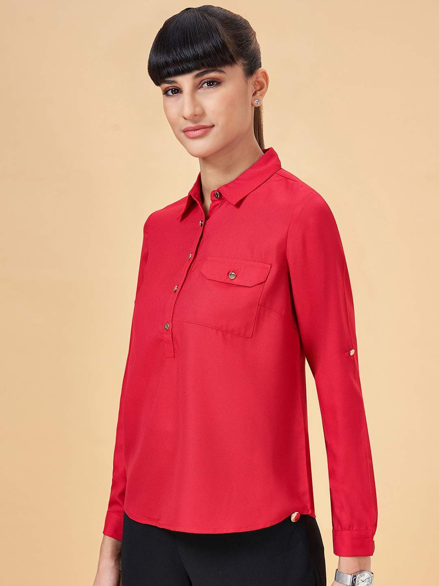 Annabelle by Pantaloons Red Regular Fit Top