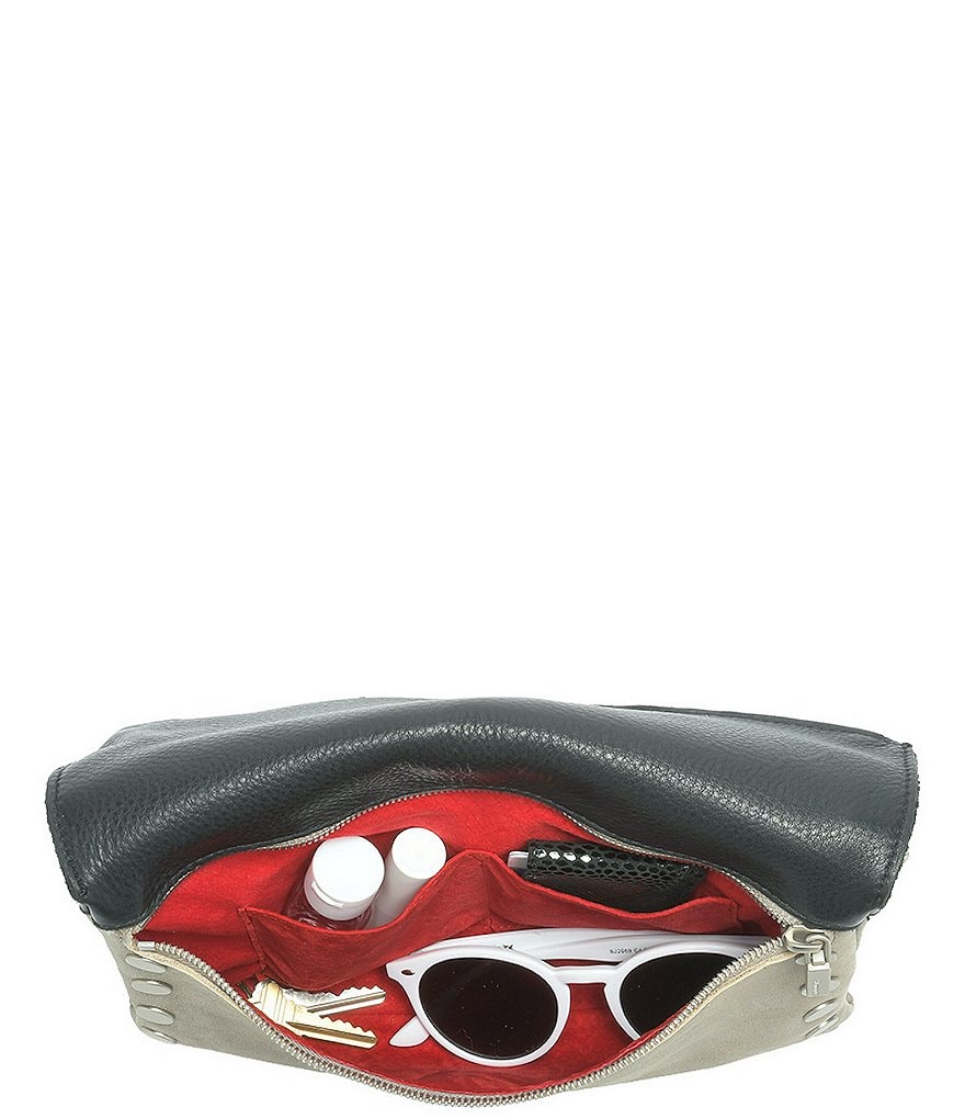 Hammitt Dillon 6-Way Fold Flap Snap Colorblock Medium Studded Pebbled Leather Crossbody Bag