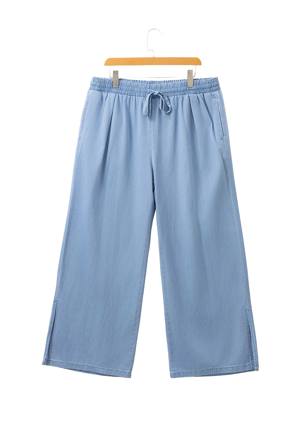 Dark Blue Plus Size Stitching Washed Flare Jeans