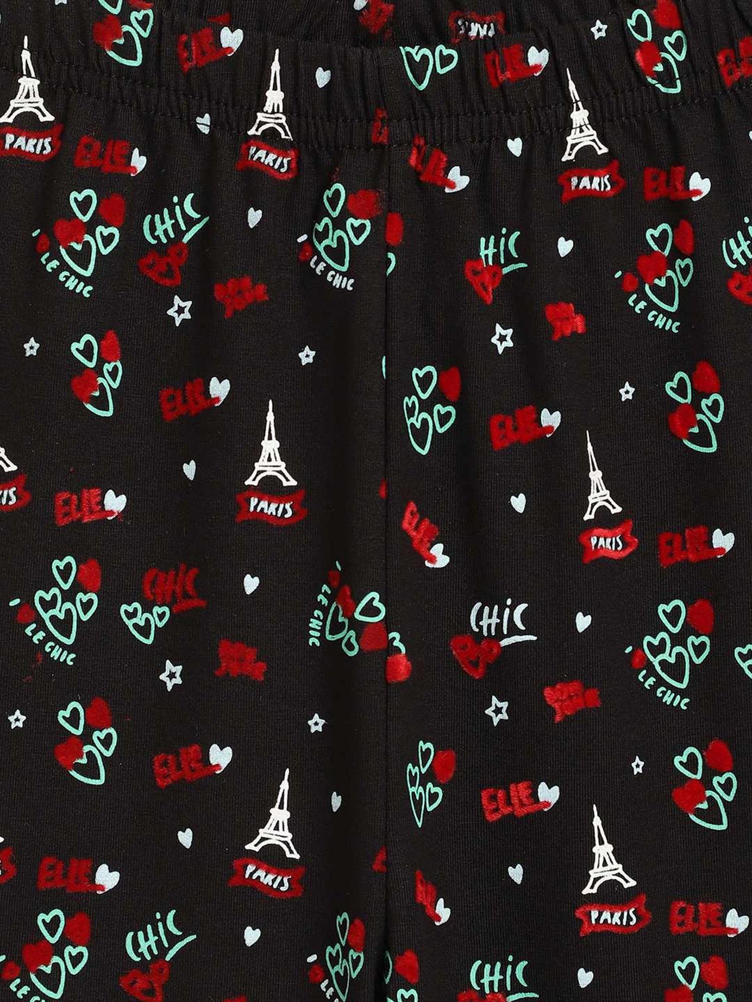 Elle Girls Black Cotton Printed Leggings