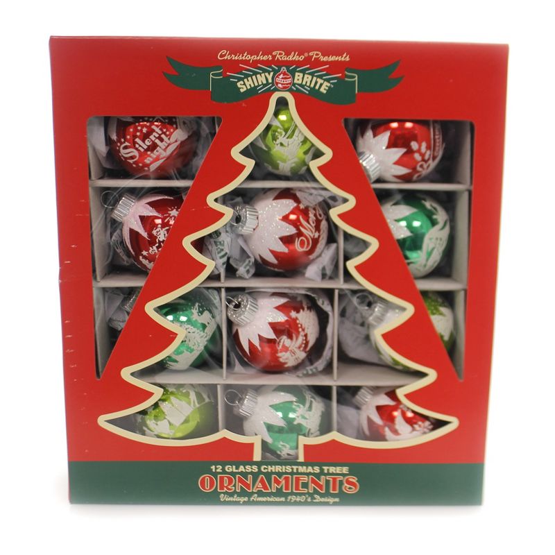 Shiny Brite 2.0" Hs Signature Flocked Ornament Holiday Splendor Christmas  -  Ornament Sets