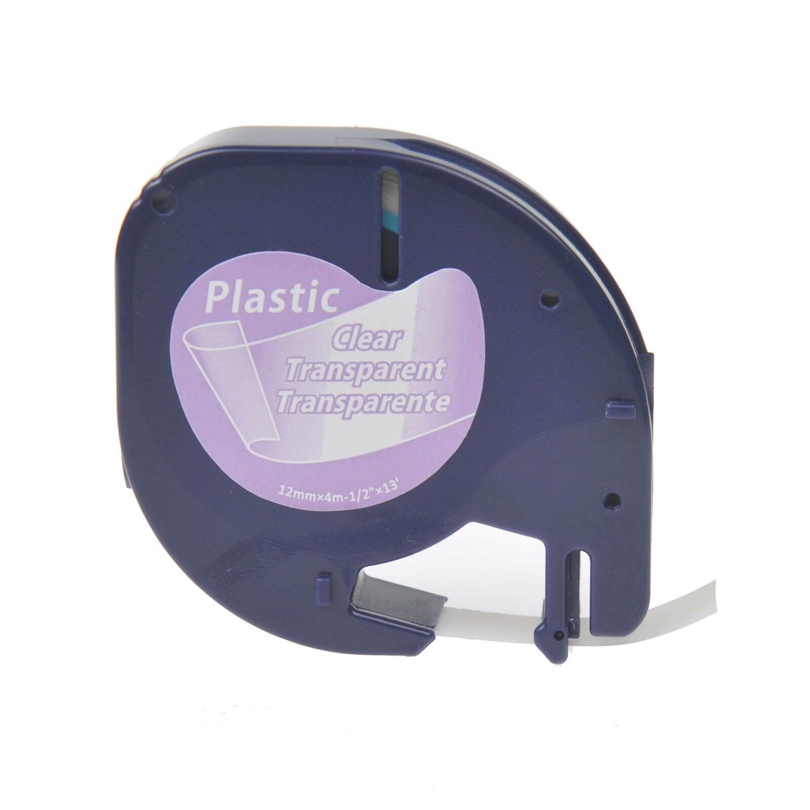 4PK 12MM 1/2" For DYMO LetraTag LT100H 16952 Plastic Label Tape Black on Clear