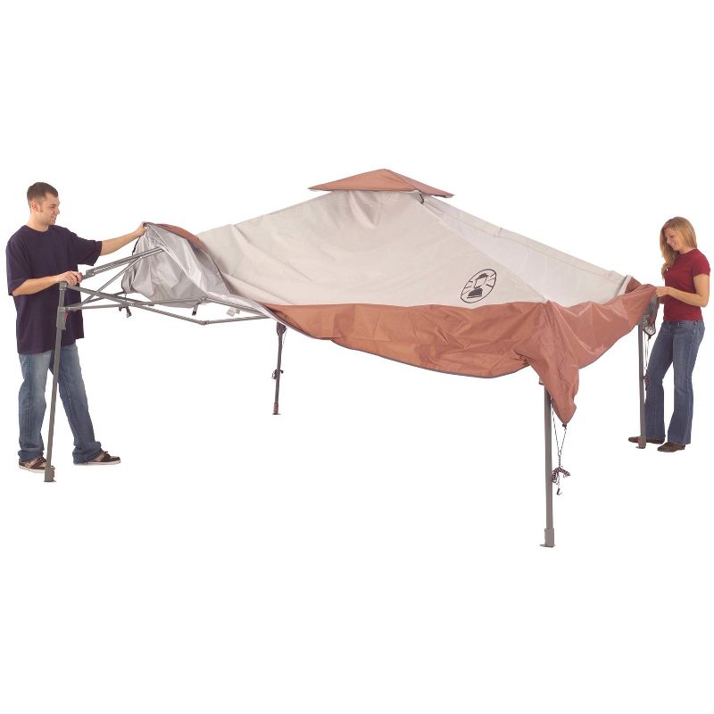 Costway Outdoor 2-Tier 10'x10' Gazebo Canopy Shelter Awning Tent Patio Garden Screw-free structure Brown