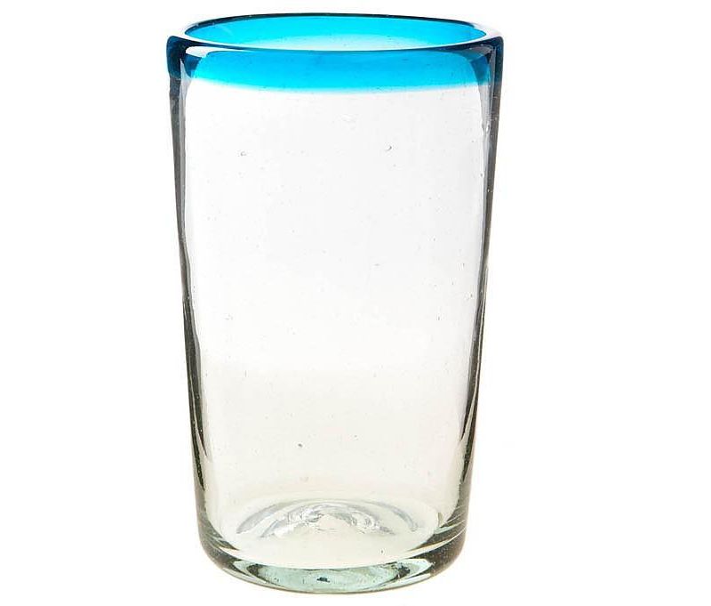 Amici Home Authentic Mexican Handmade Baja Hiball Glass, 19oz, Assorted Set of 4
