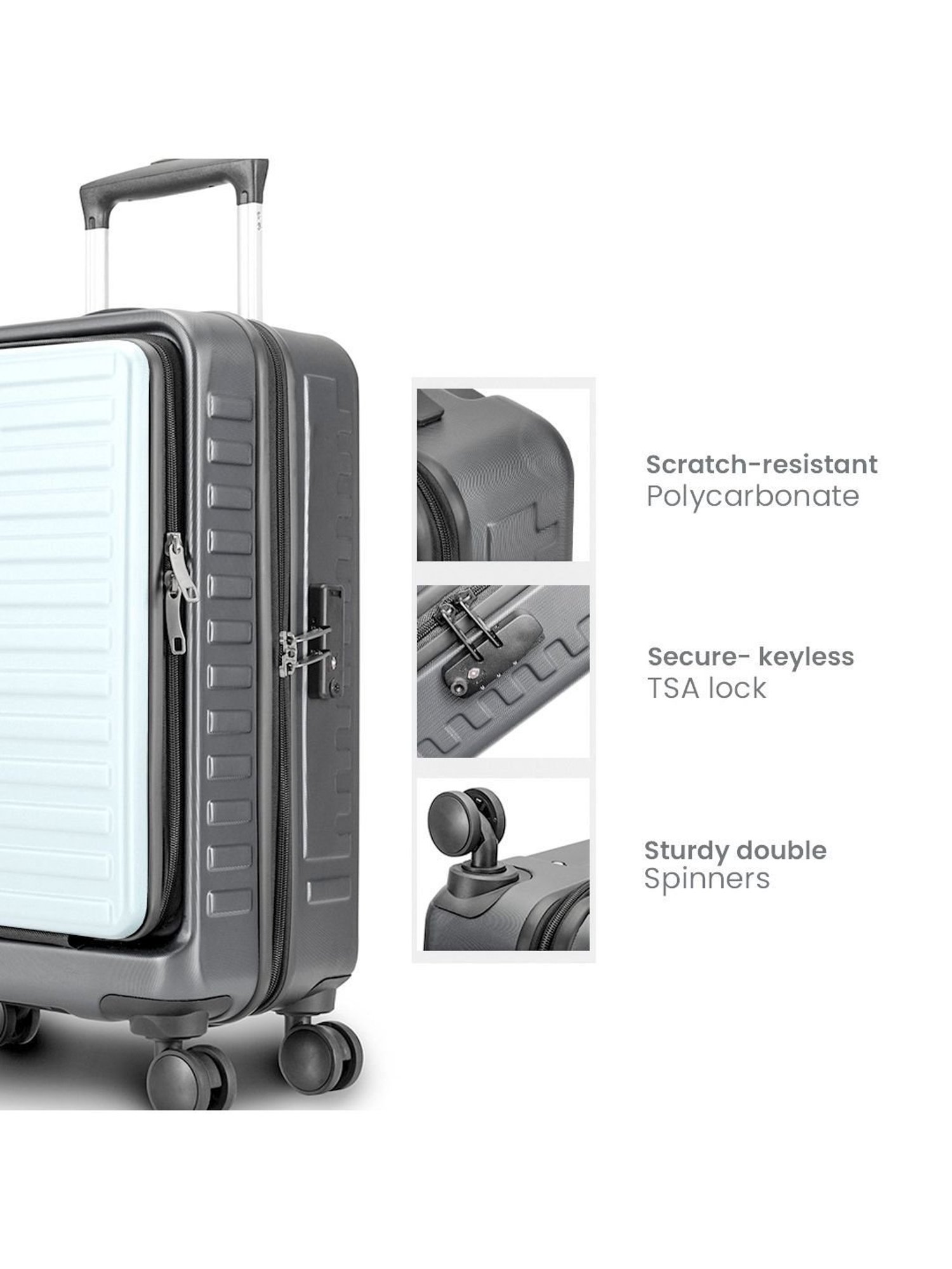 Assembly Grey White Textured Small Cabin Trolley - 20 inch