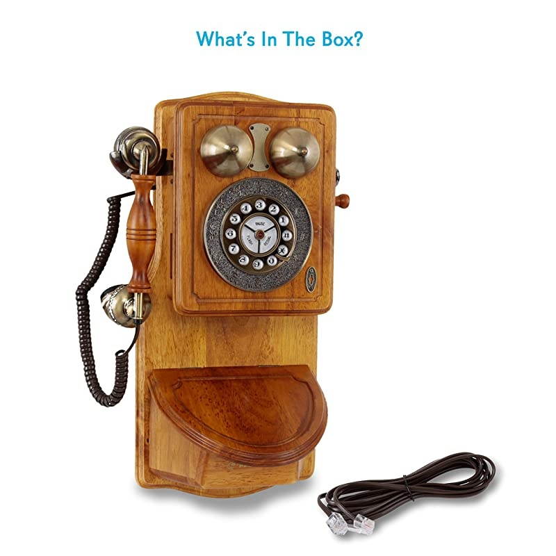 PRT45 Retro Antique Country Wall Phone Retail Packaging Wood