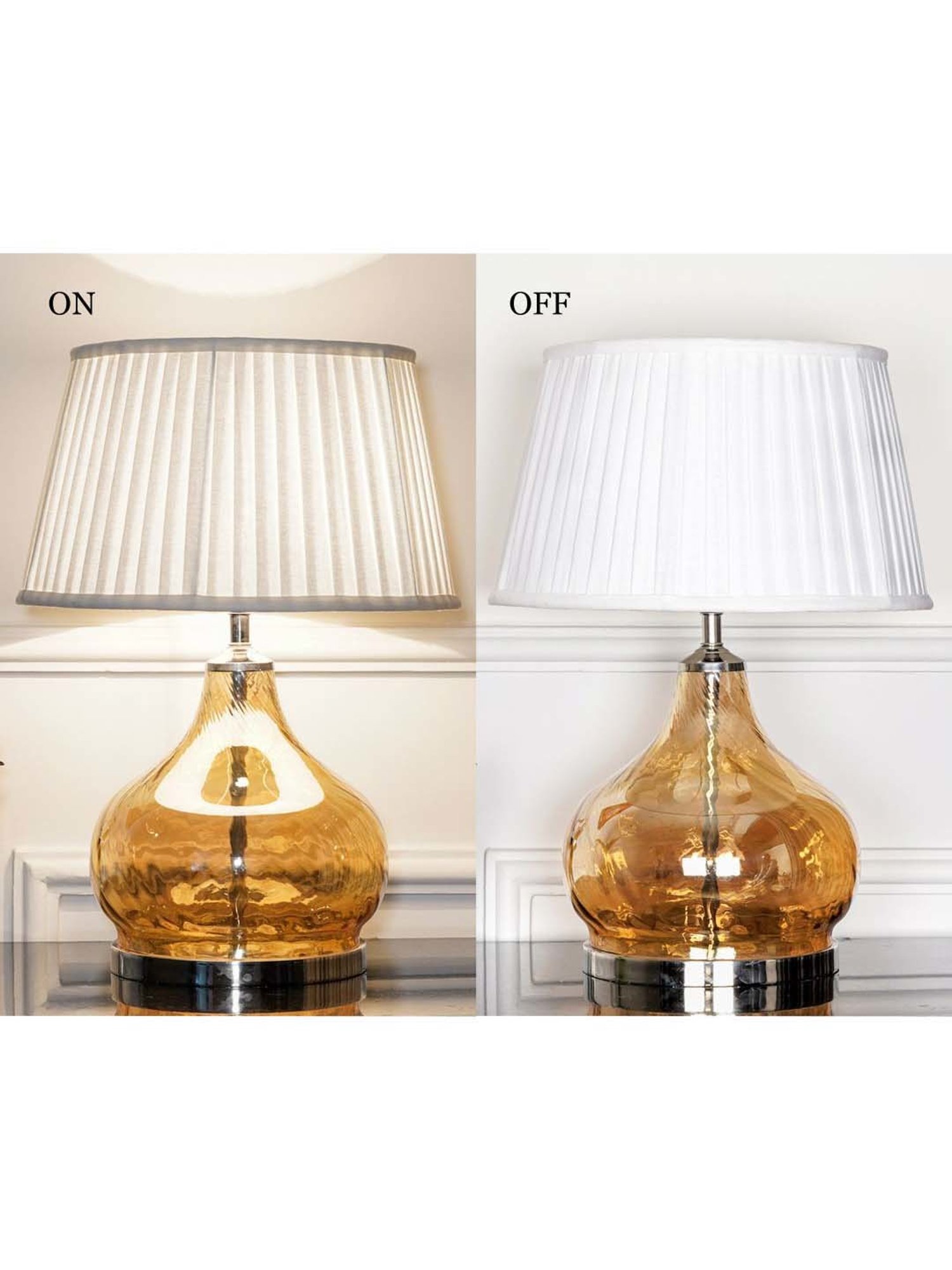 Kapoor Lamp Shades Amber & Nickel Glass Ingram Table Lamp With Cotton Shade