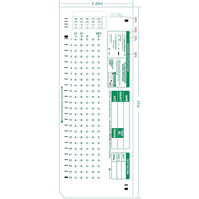 889 E Compatible Testing Forms 500 Sheet Pack