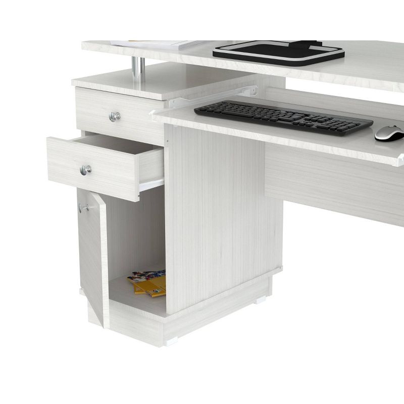 Computer Work Center with Hutch Washed Oak - Inval