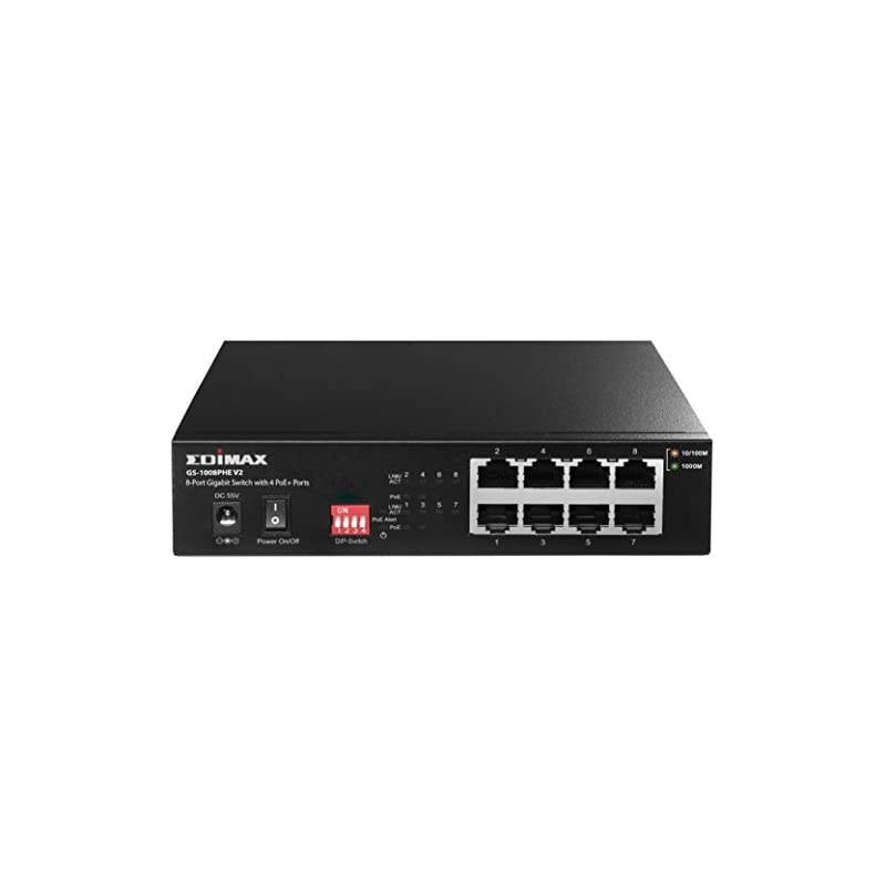 GS-1008PHE V2 Long Range 8 Port Gigabit Switch with 4 PoE+ Ports, Supports Long Range Up to 200M, Port-Base VLAN, QoS, Auto-detect PD, Total 60W with External Power Adapter