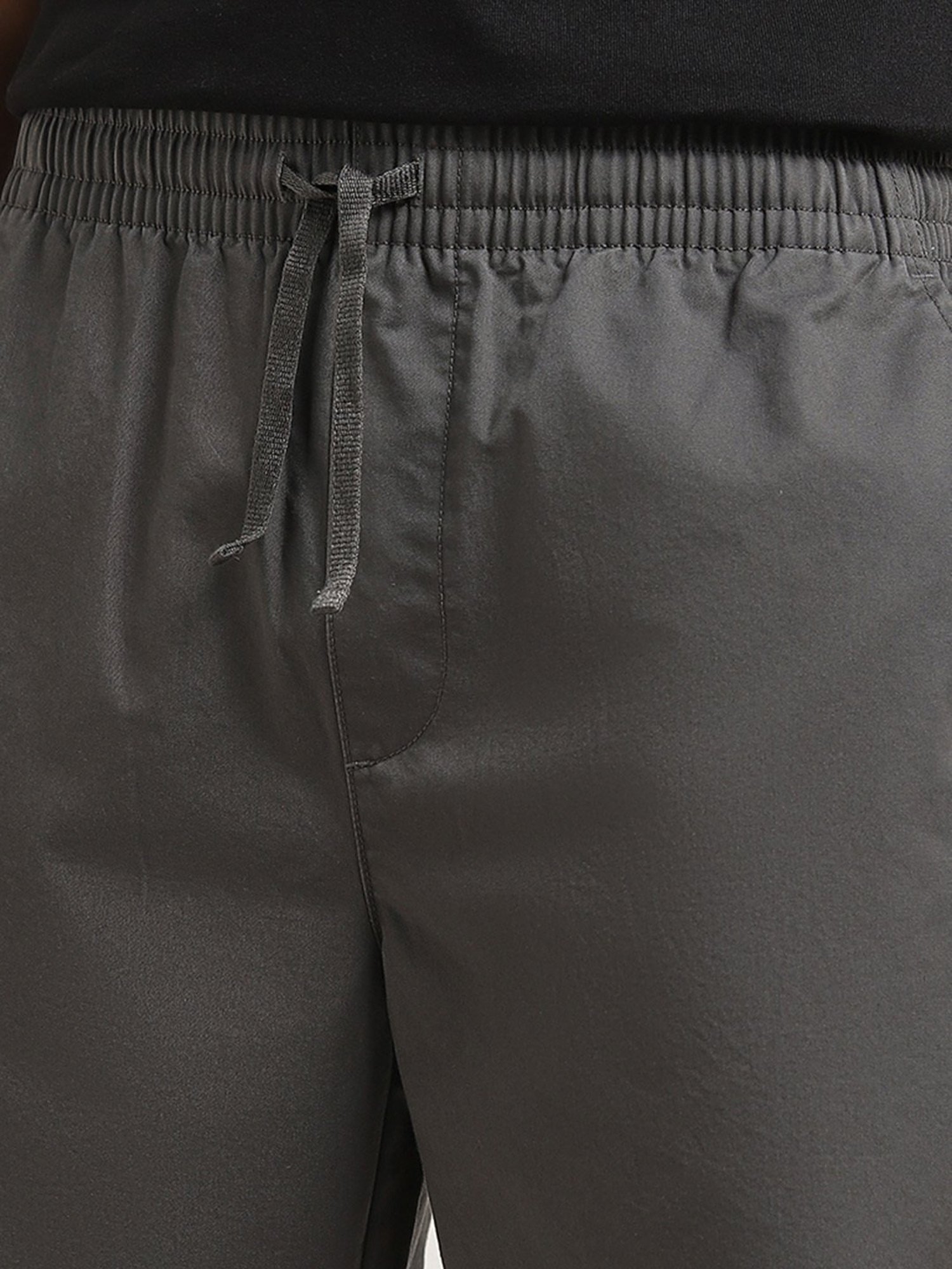 WES Lounge by Westside Dark Grey Mid-Rise Relaxed-Fit Cotton Shorts