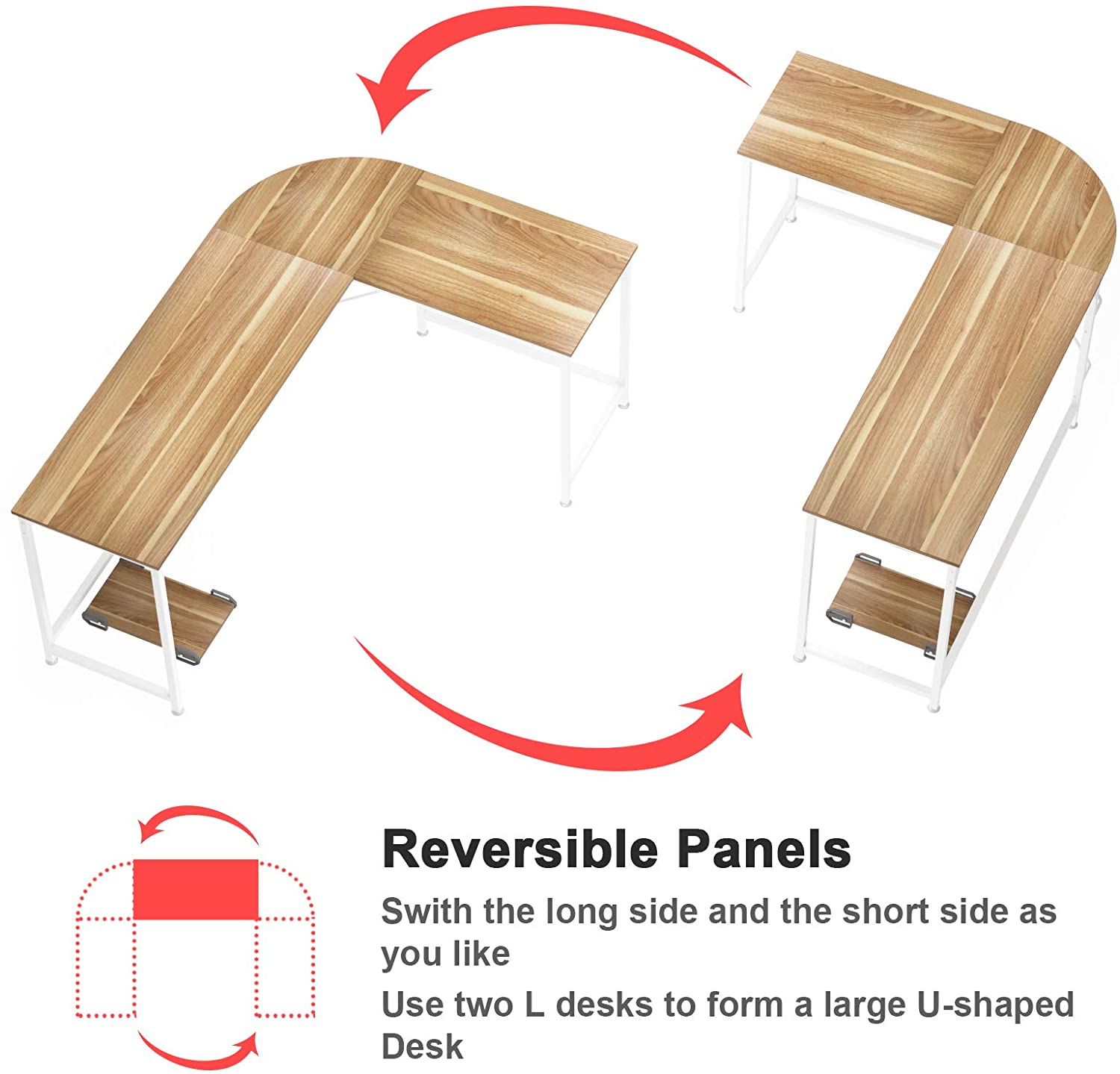 L Shaped Desk Corner Gaming Computer Desks for Home Office PC Workstation Table,Walnut