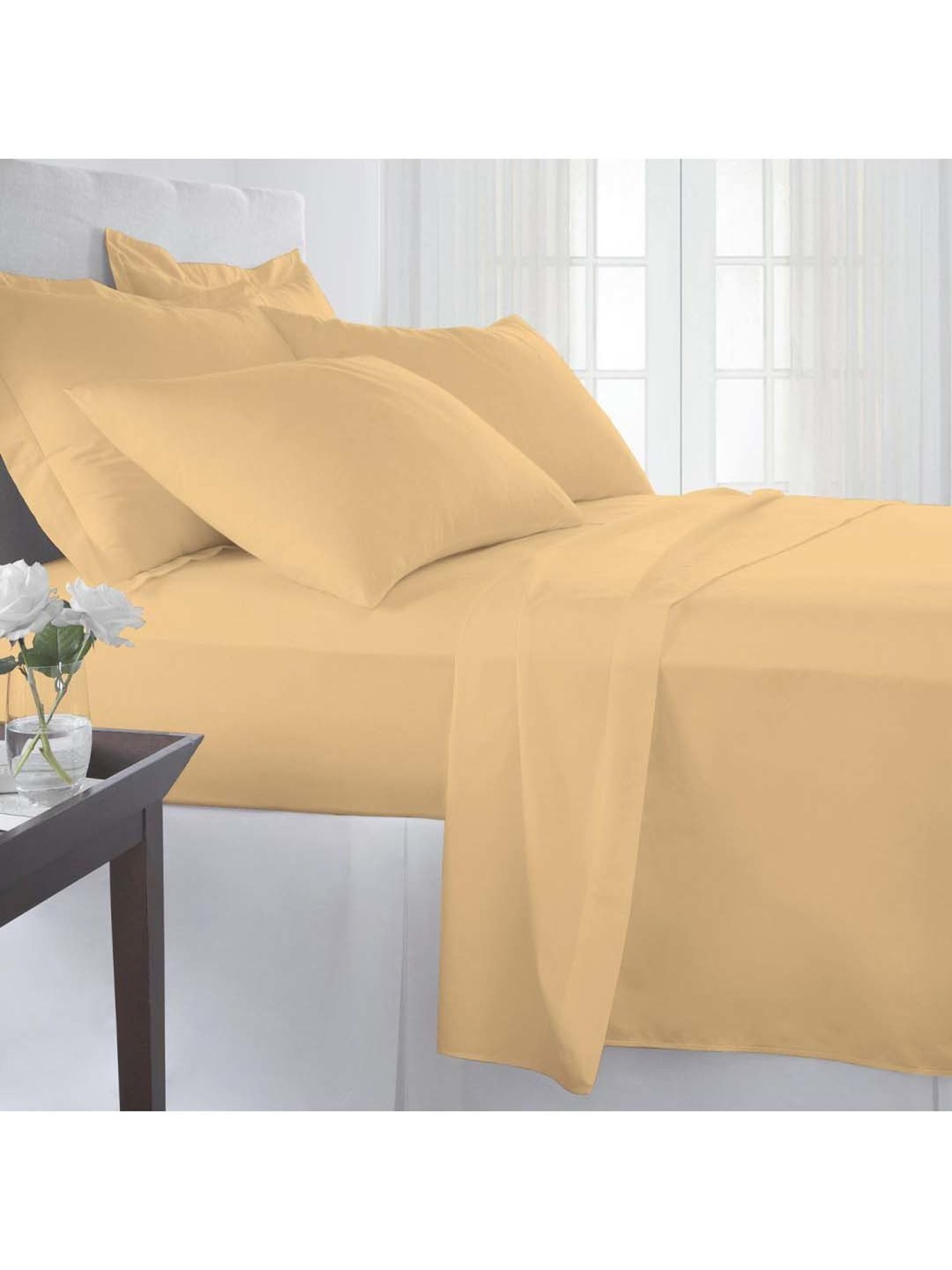 Pizuna Long Staple Brown Cotton 400 TC Single Bedsheet with 2 Pillow Covers