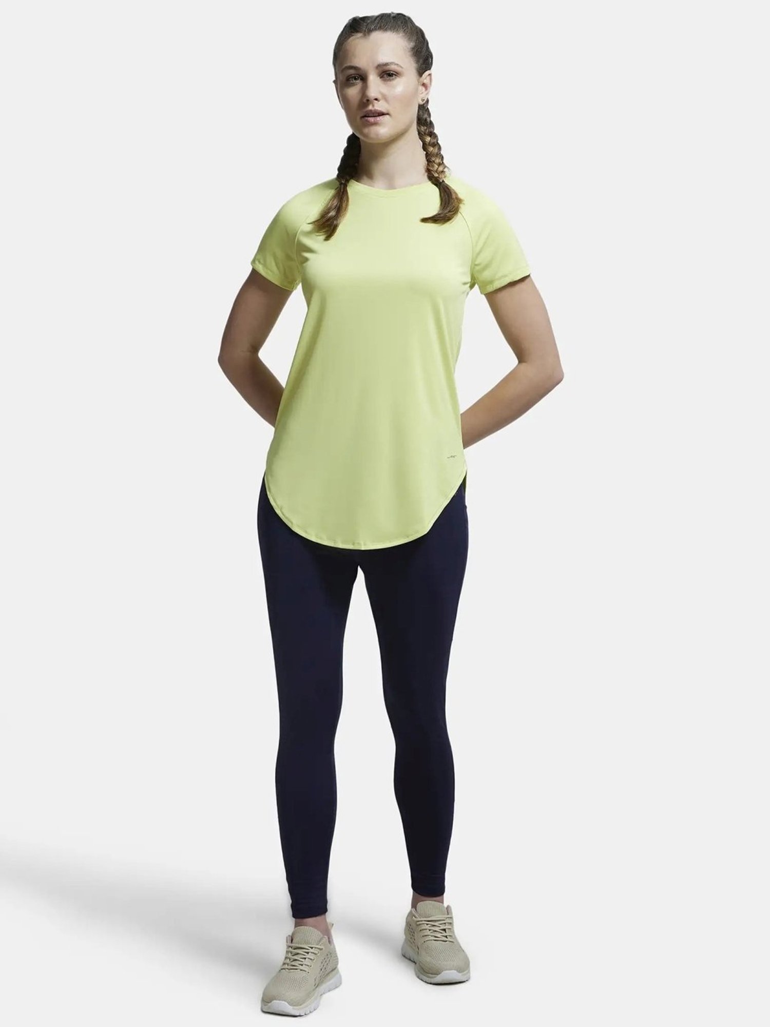 Jockey MW62 Women's Microfiber Relaxed Fit Solid Curved Hem Styled Half Sleeve T-Shirt