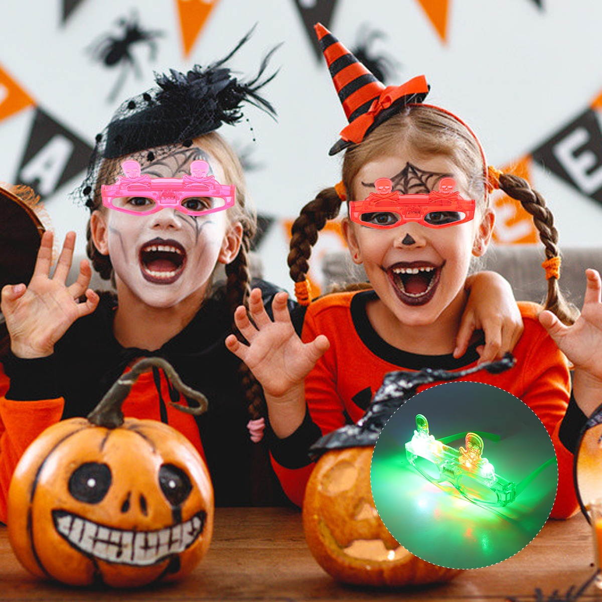 4pcs Halloween Glow Glasses Children's Toy for Party Bar Nightclub Pumpkin Style