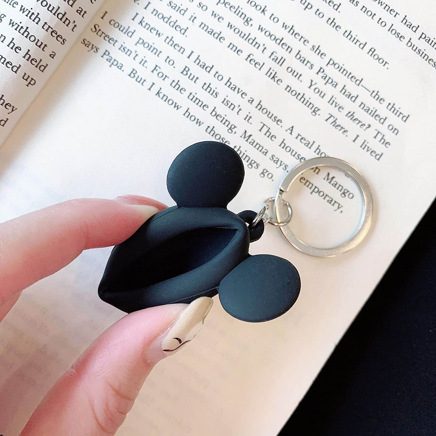 iFiLOVE Compatible with AirTag Finder Case (2021), Girls Kids Boys Women Cute Cartoon Dots Mickey Mickey Mouse Protective Case Cover with Keychain for AirTag 2021 (No.4)