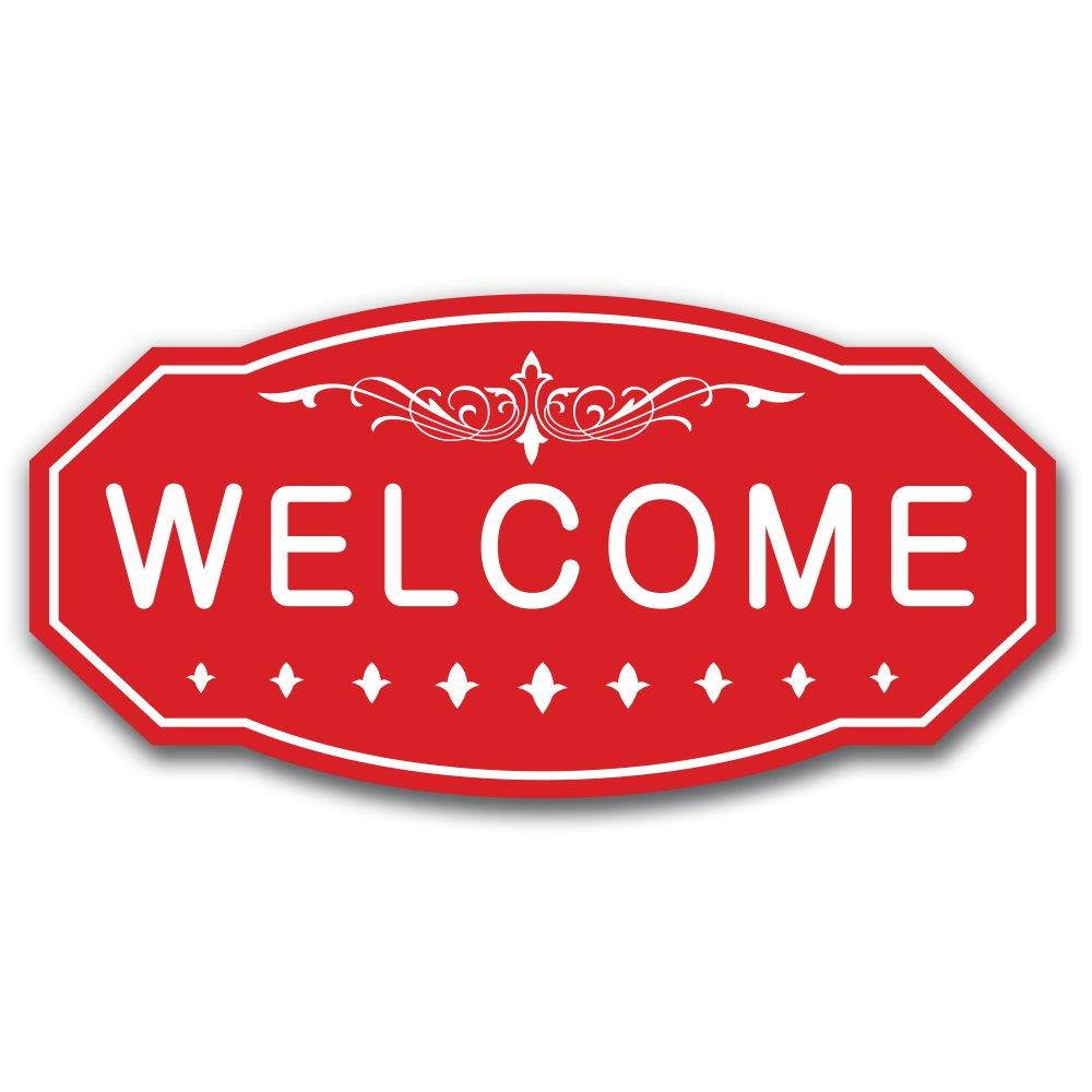 WELCOME Victorian Door / Wall Sign (Red) - Small 3" x 6"