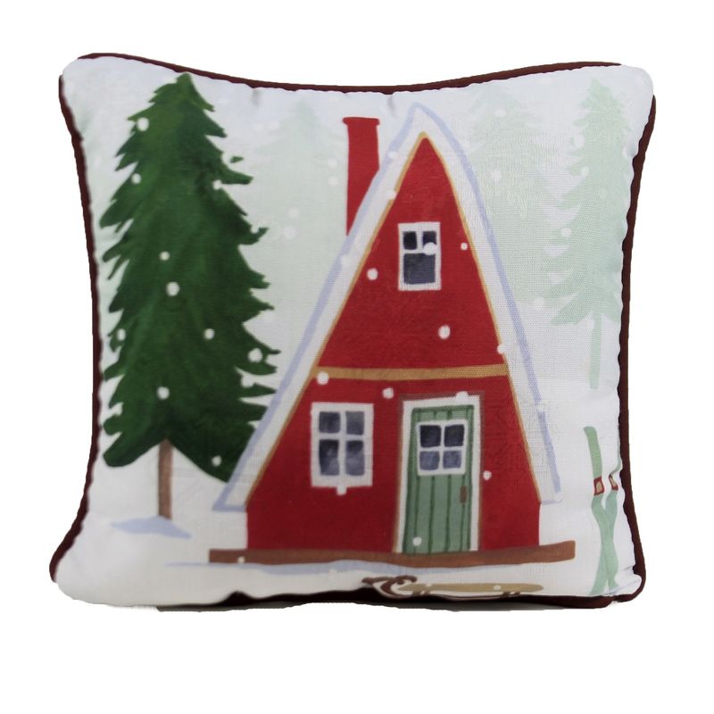 Christmas 12.0" Alpine Cabin Pine Tree Indoor Outdoor  -  Decorative Pillow
