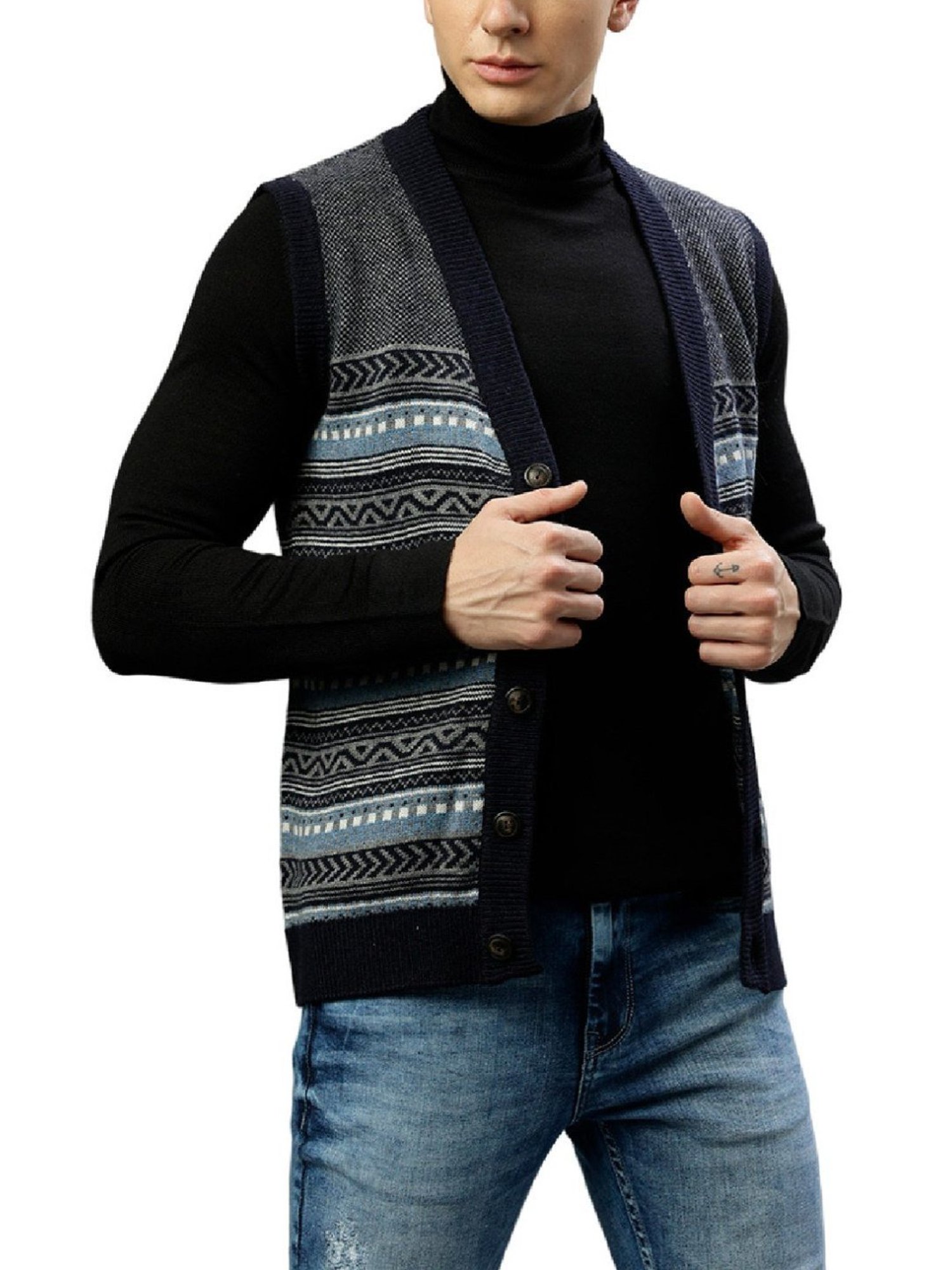 Lindbergh Multi Regular Fit Self Pattern Sweaters