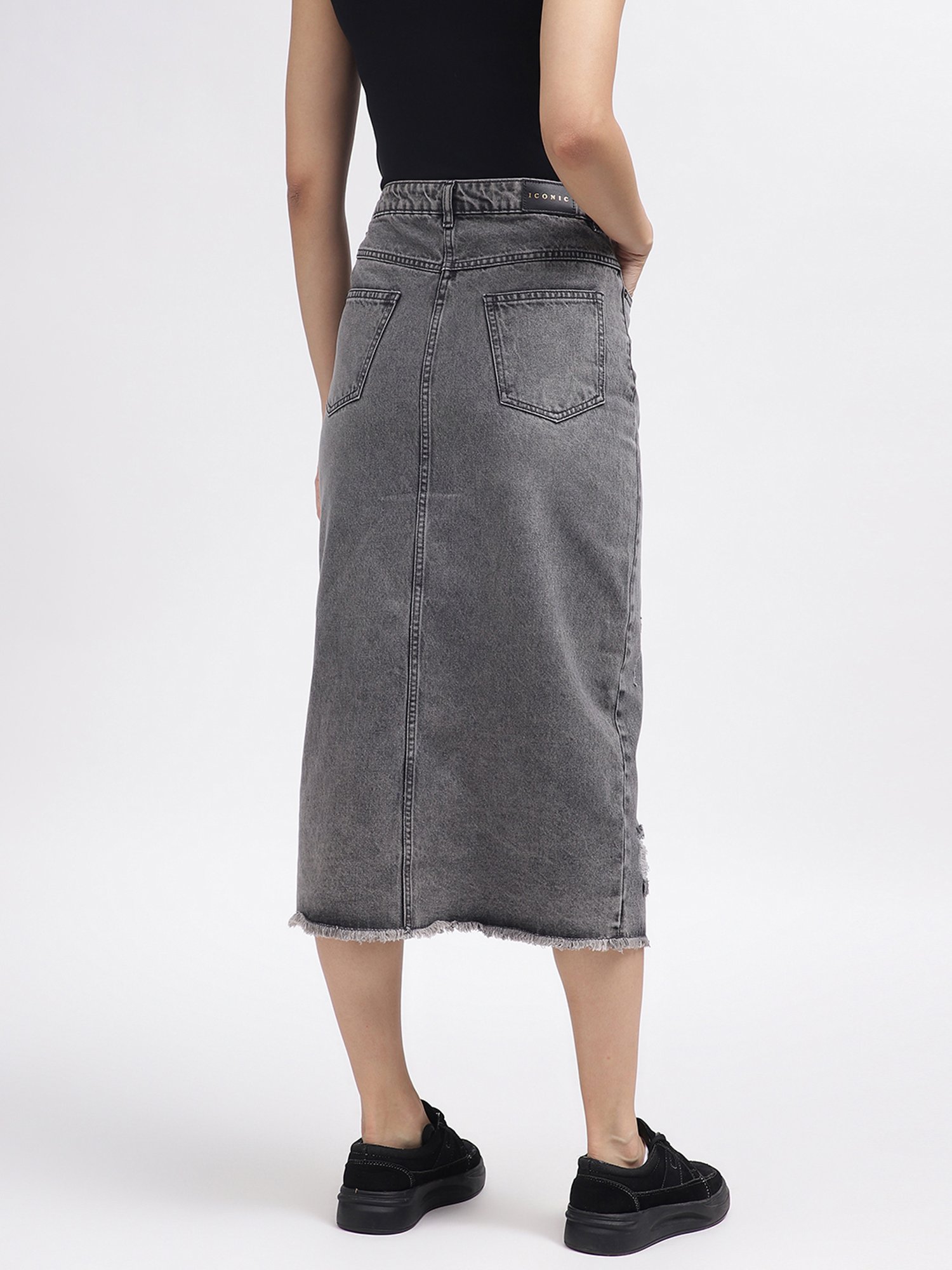 Iconic Women Washed Regular Fit Cotton Skirts