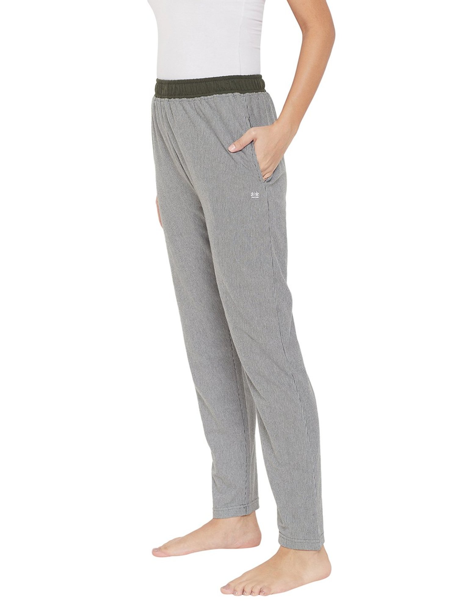 Okane Olive & White Striped Lounge Pants