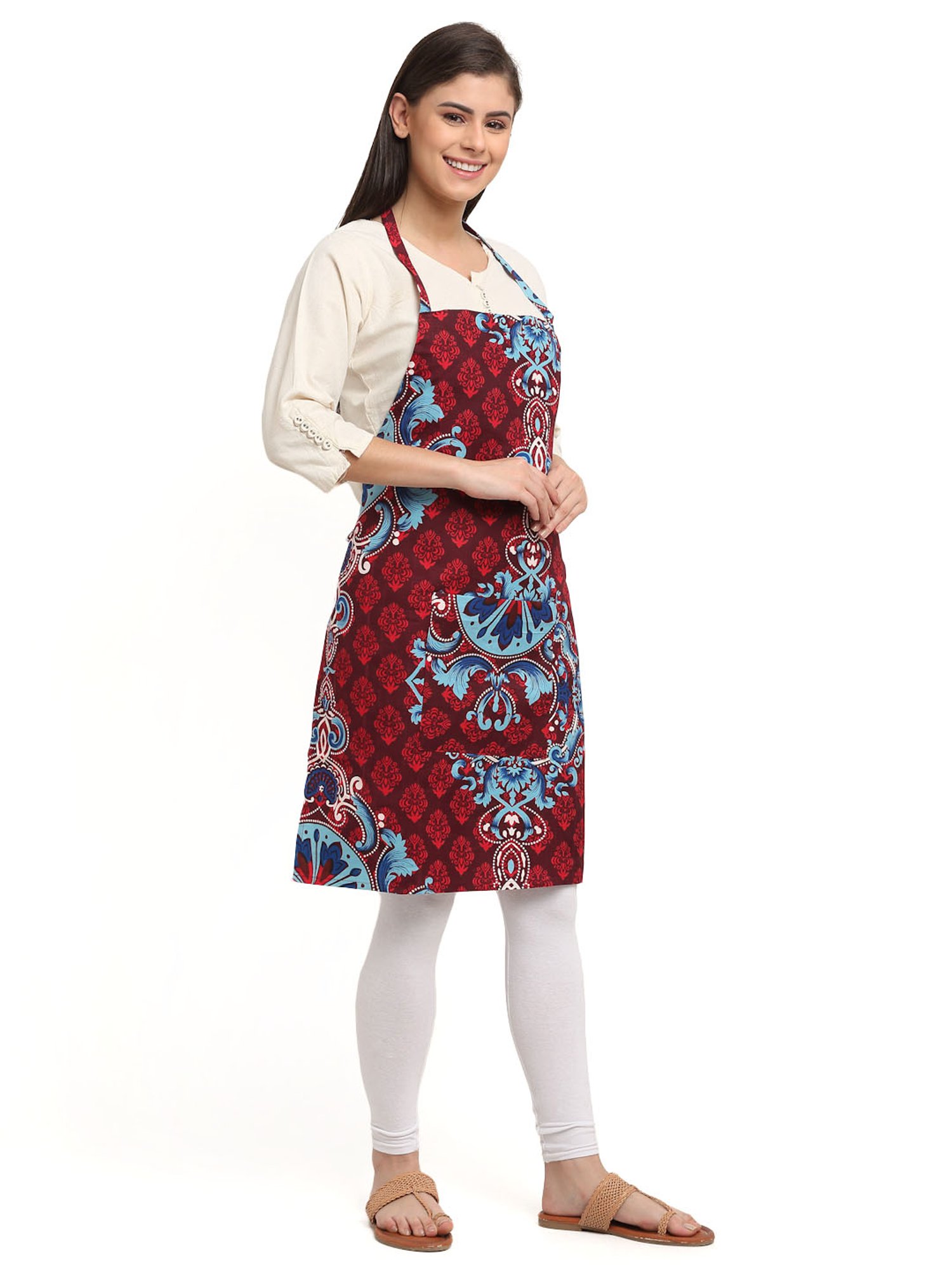 NEUDIS Maroon & Blue Polyester 210 TC Apron with Napkin