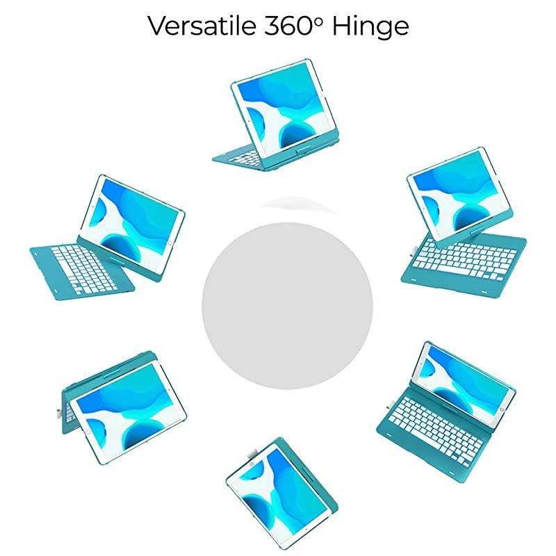 Keyboard Case for 102inch 8th Generation 2020 7th Gen Air 3 Pro 105 in 11 Colors 10 Color Backlight 7 Modes 360&deg; Rotatable Slim Protective Cover 102105 Ocean Blue