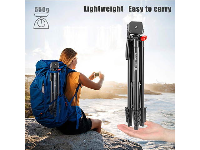 Portable Phone Tripod 44" Adjustable Travel Video Tripod Stand with Phone Mount Holder Compatible with Cell Phone Tripod, Action Camera Tripod, DSLR Tripod with Wireless Remote Shutter, PH13