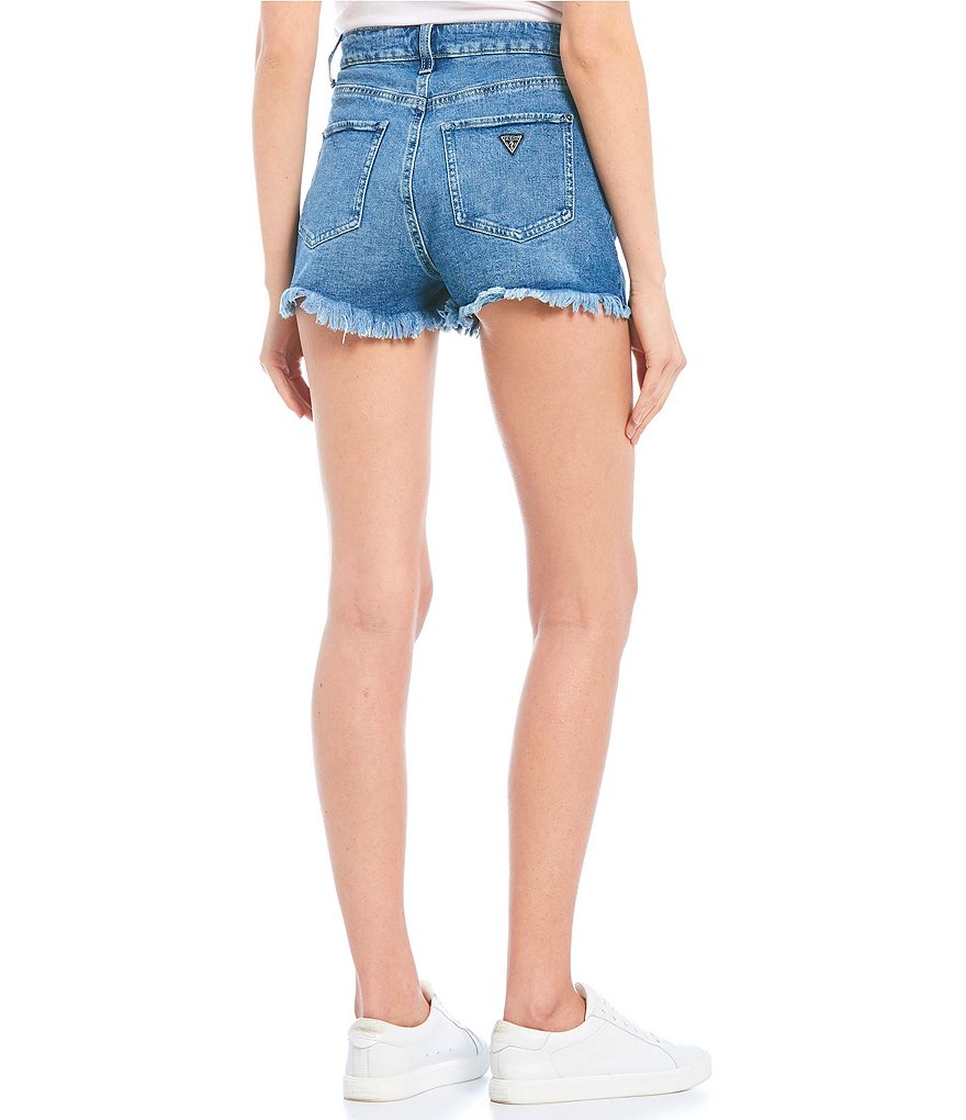 Celebrity Pink High Rise Destructed Frayed Hem Denim Shorts