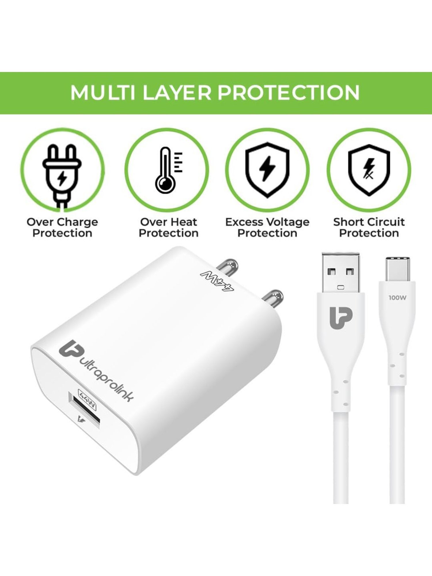 ltraProlink UM1135 Boost 44 Vi Flash Charger with 1m Fast Charging Cable (White)