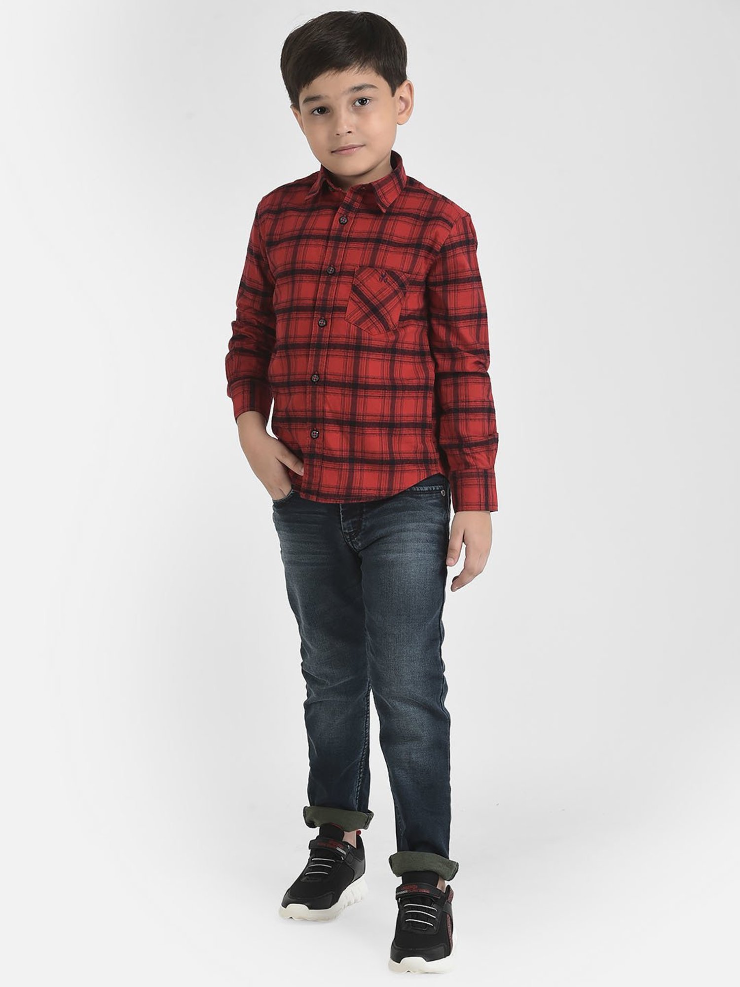 Crimsoune Club Kids Red Checks Shirt