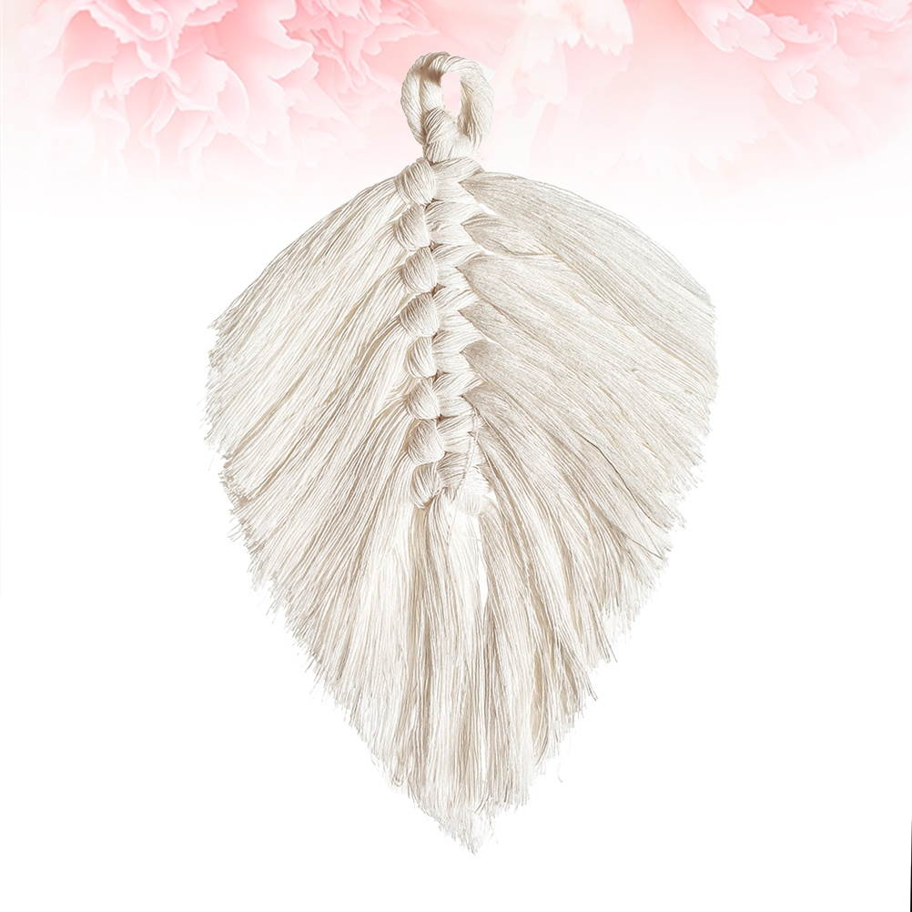 Hand Woven Coaster Delicate Table Placemat Dual-use Cup Mat and Hanging Decoration for Home Living Room (White)