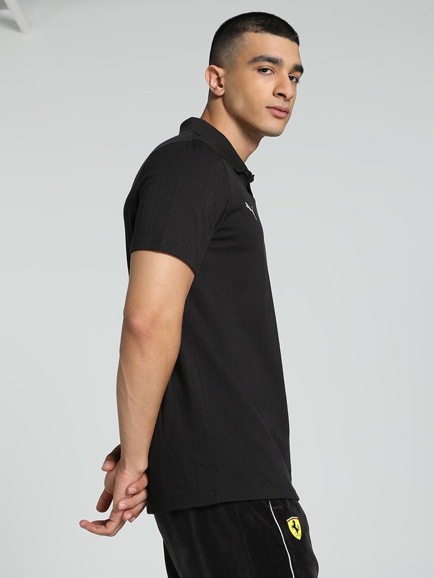 Puma Black Regular Fit Printed Polo T-Shirt