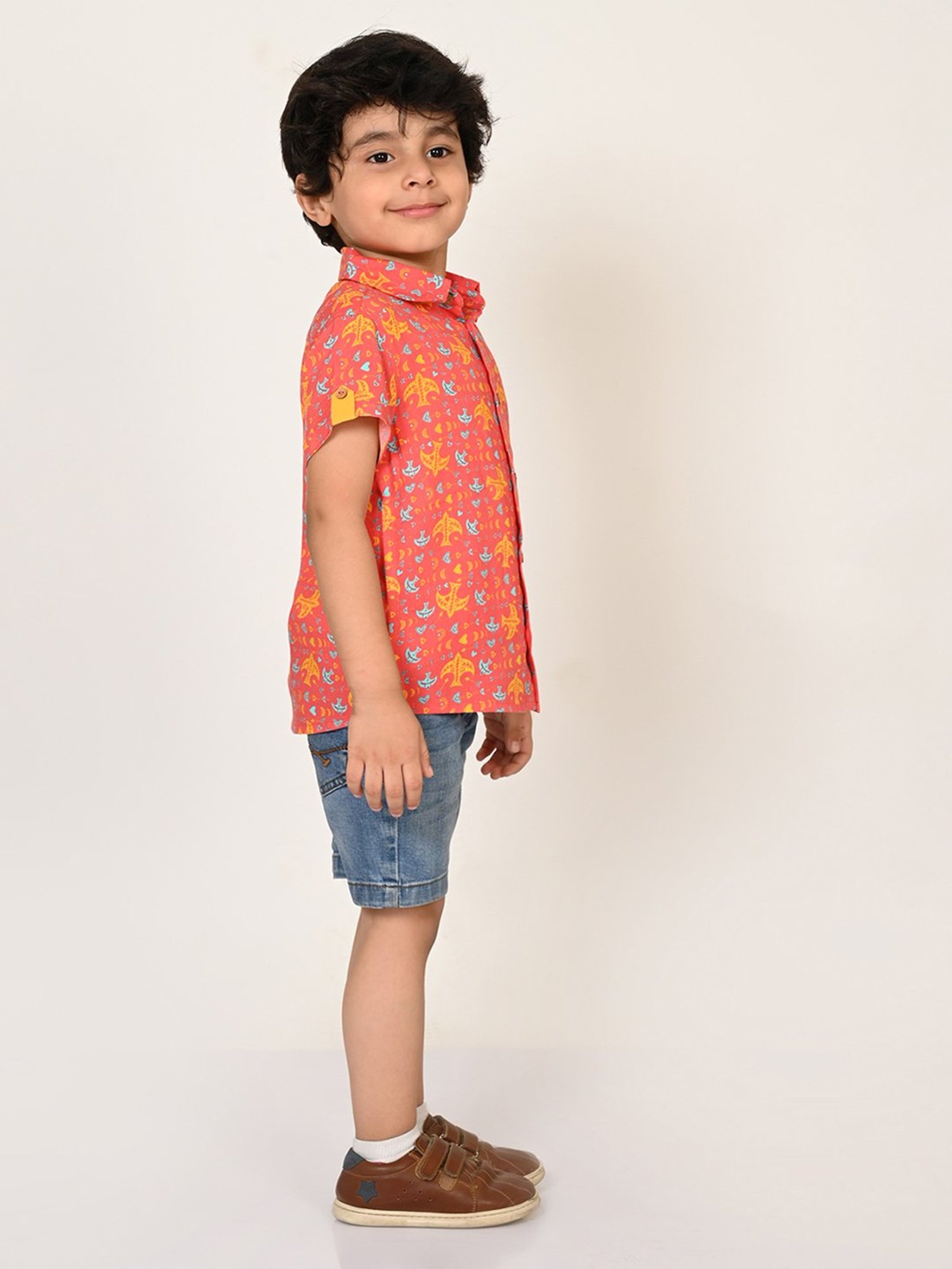 Lil Drama Kids Coral Printed Shirt