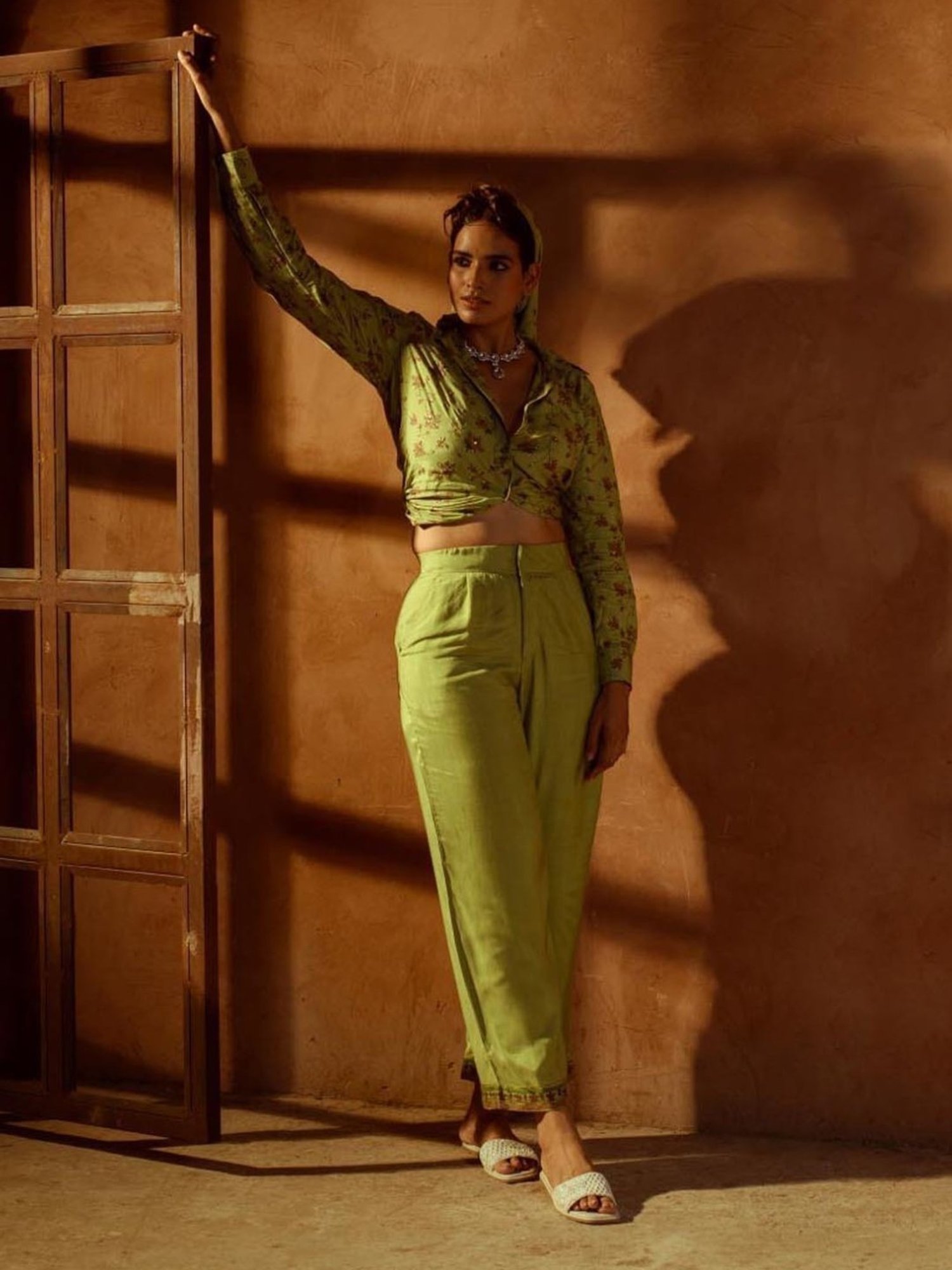 Prakriti Jaipur Green Aarya Jaal Shirt