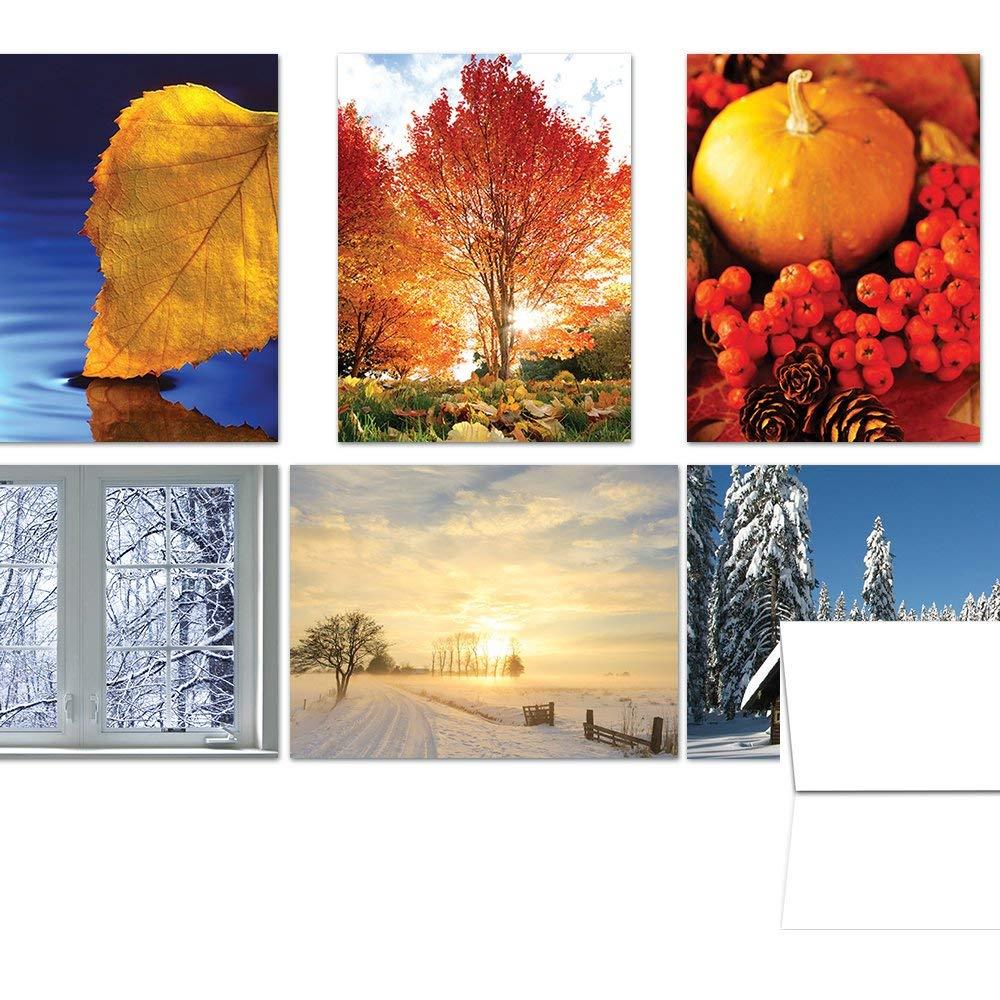 Turning of the Seasons Fall and Winter - 36 Note Cards - 6 Designs - Blank Cards - White Envelopes Included