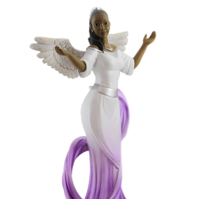 Black Art 11.5" Angel With Purple Sash Wings Religious  -  Decorative Figurines