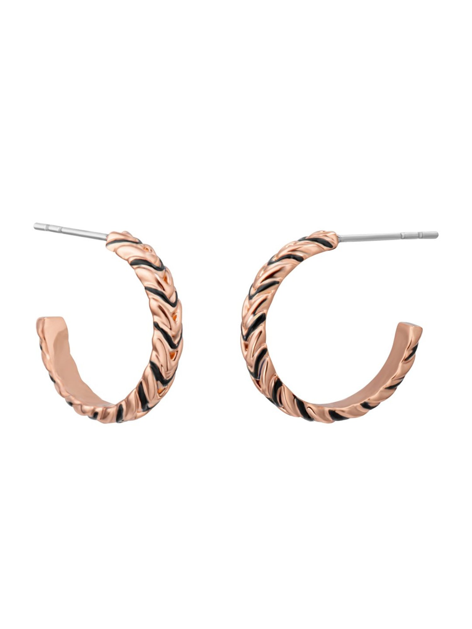Roberto Cavalli Rose Gold RC Zebra Hoop Earrings