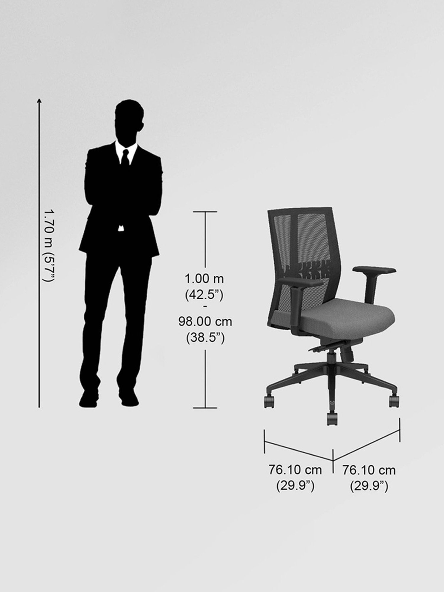 Godrej Interio Aero Full Grey Fabric Standerd Office Executive Chair