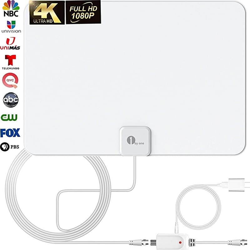 HD Digital TV Antenna - Support 4K 1080p and All Older TV's - Indoor Smart Switch Amplifier Signal Booster - Coax HDTV Cable/AC Adapter